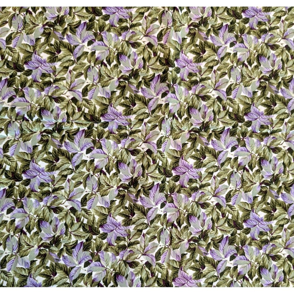 4 yards Timeless Treasures Purple Green Leaves Botanical Quilting Fabric 148x42